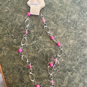 Elegant Pink and Silver Women's Necklace with earrings